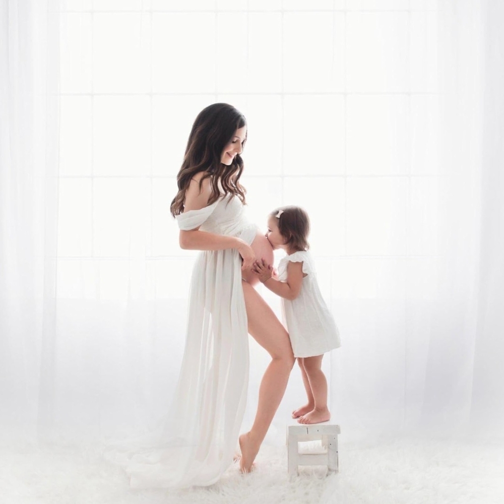 Elegant White Maternity Gown